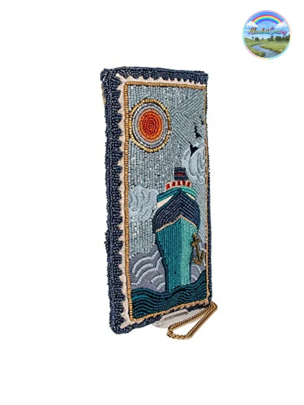 Handcrafted Beaded Crossbody Phone Bag with Adjustable Strap, Zipper Closure,